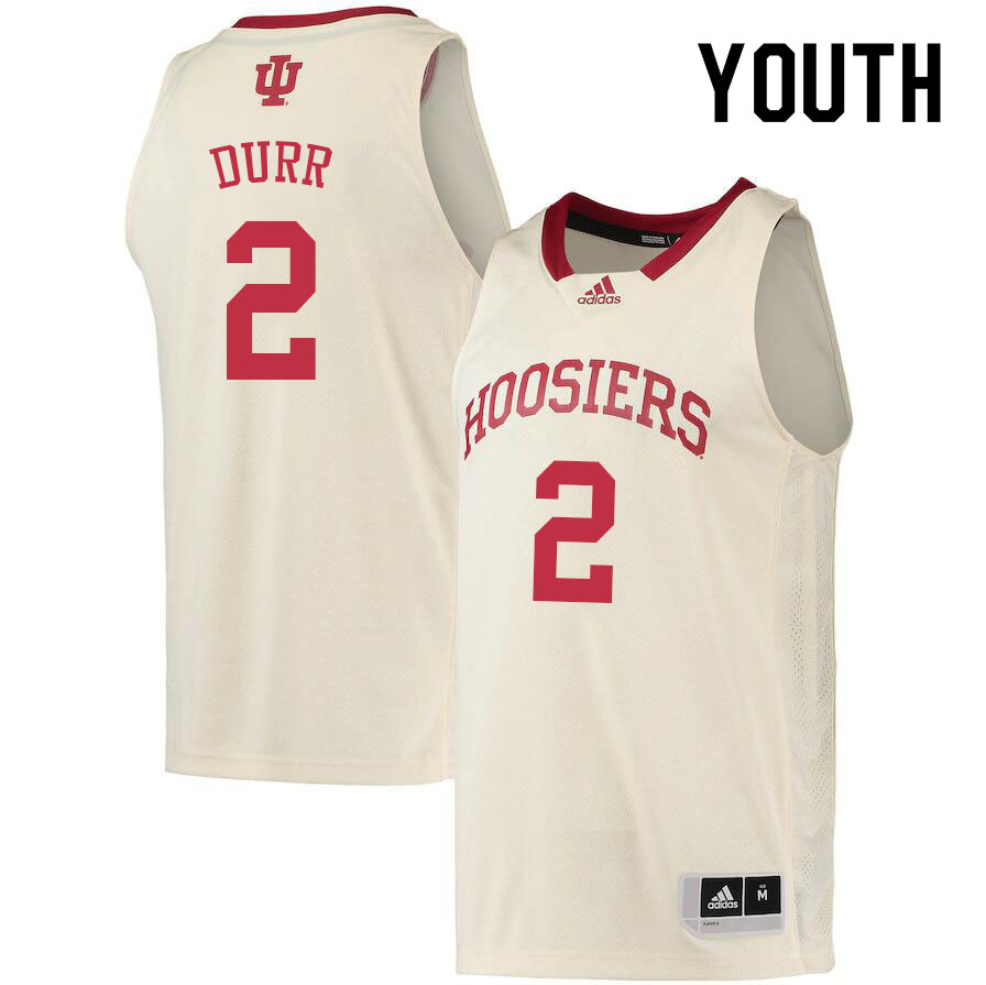 Youth #2 Michael Durr Indiana Hoosiers College Basketball Jerseys Sale-Cream